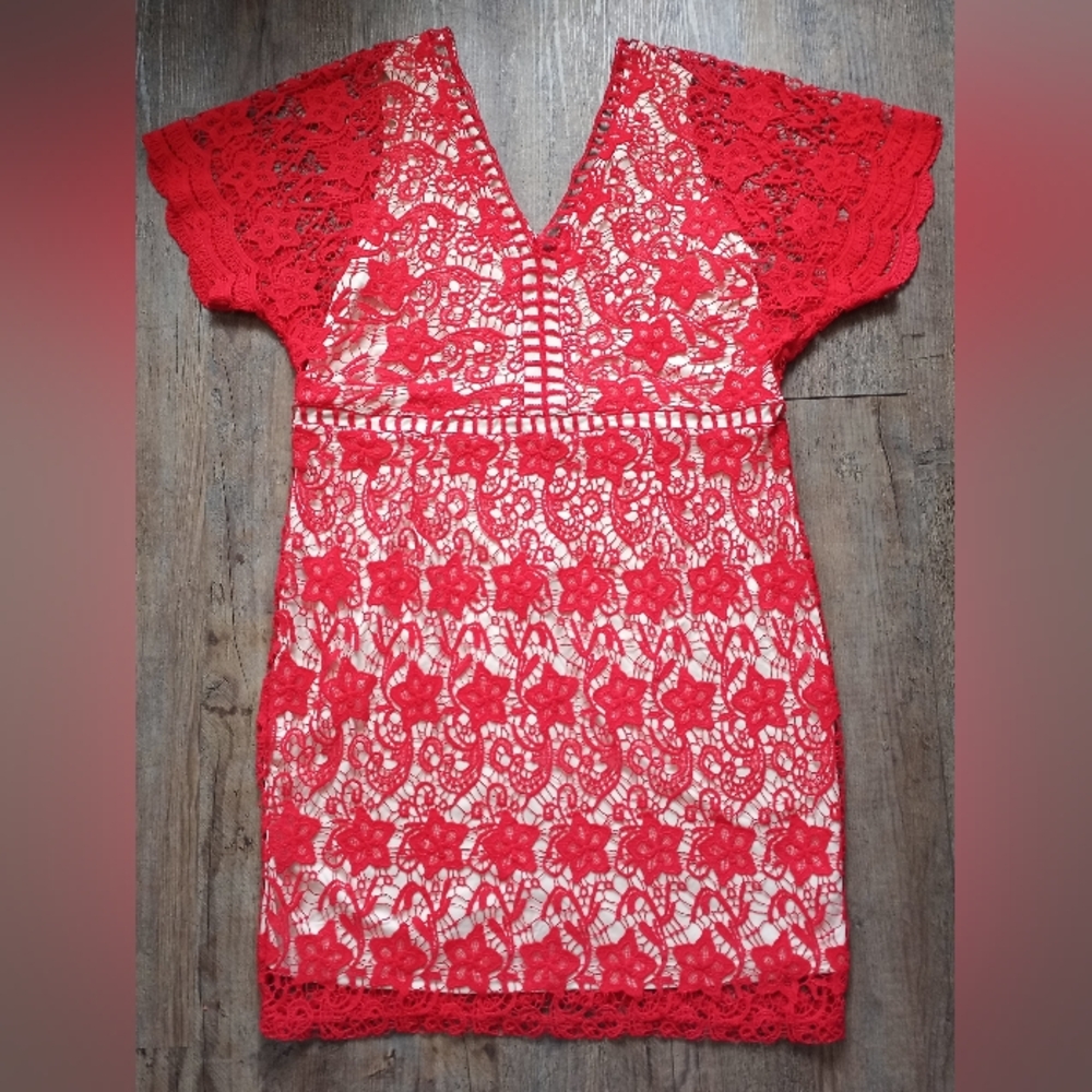 Soieblu Women's Red Lace Dress Size 3X